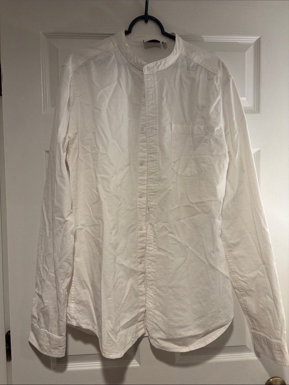 ASOS White Band Collar Button-Down Shirt